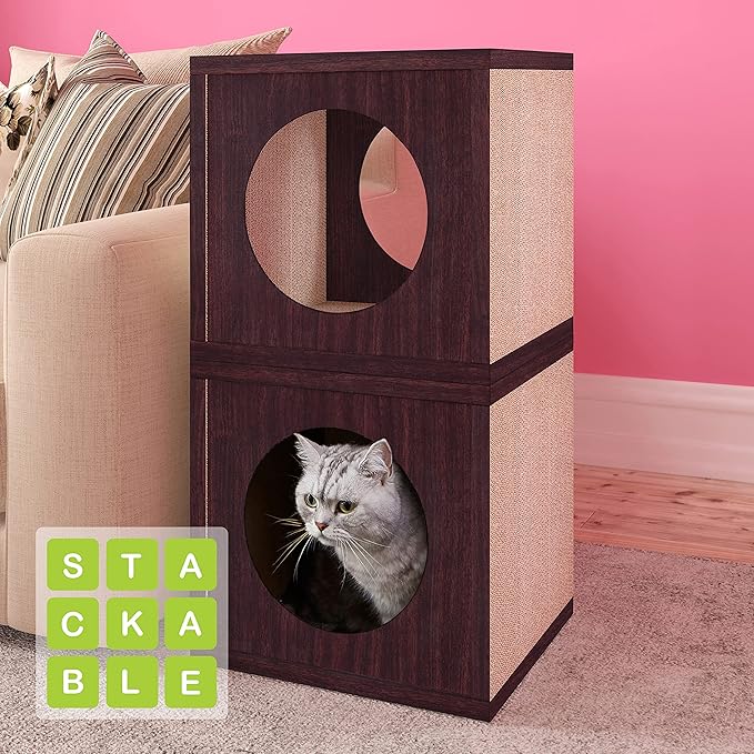 Way Basics Cat Scratching Post House Cube Scratcher (Tool-Free Assembly)