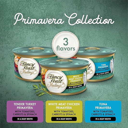 Purina Fancy Feast Wet Cat Food Variety Pack, Medleys Primavera Collection - (2 Packs of 12) 3 oz. Cans