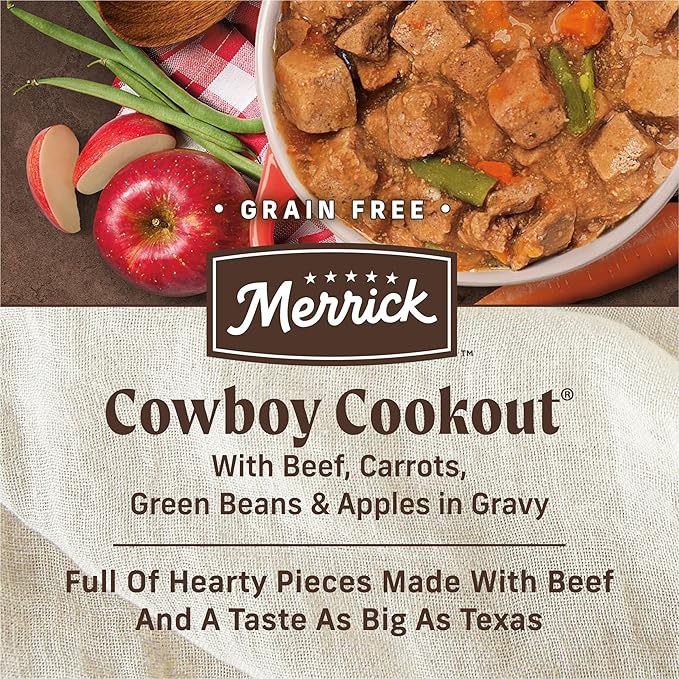 Merrick Grain Free Wet Dog Food, Premium And Wholesome Gluten Free Canned Adult Dog Food, Cowboy Cookout - (Pack of 12) 12.7 oz. Cans