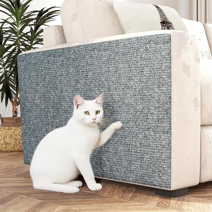 Decotalk Cat Wall Scratcher Mat Adhesive Light Grey Anti Cats Scratch Furniture Couch 12x78.7 Inch Wall Cat Scratcher Carpet Corner Protector for Indoor Cats Light Grey Cat Scratching Post for Sofa