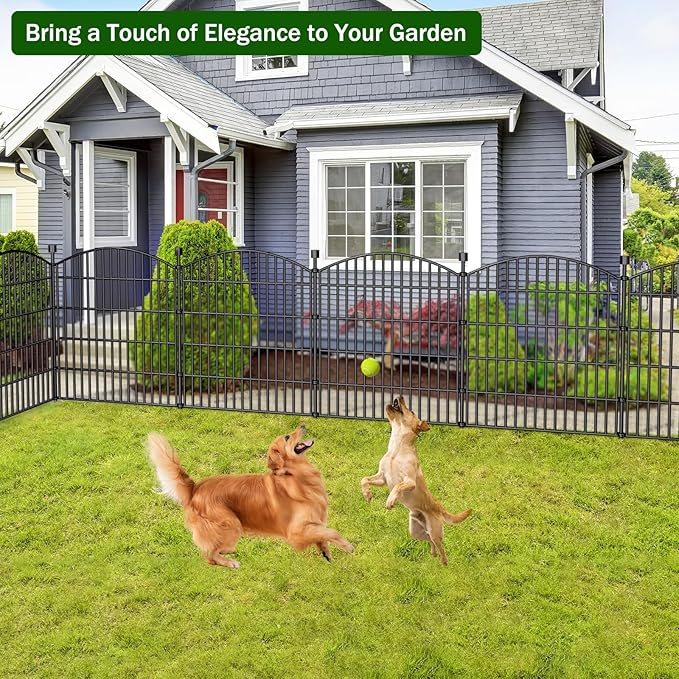 Decorative Garden Fence, 5 Panels - 32 in (H) x 11.8 ft (L) No Dig Dog Fence Outdoor for Yard, Rustproof Tall Garden Fencecing Panels, Animal Barrier Suitable for Yard Border, Patio, and Outdoor Use