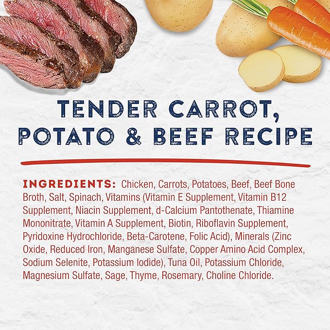 Natural Balance Platefulls Homestyle Adult Grain-Free Wet Dog Food, Tender Carrot, Potato & Beef Recipe Cooked in Bone Broth, 9 Ounce (Pack of 12)