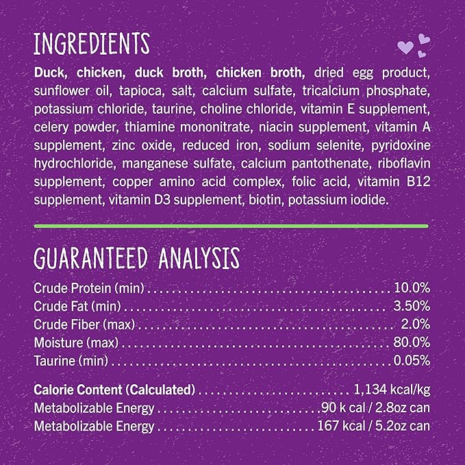Stella & Chewy's Carnivore Cravings Purrfect Paté - Premium Grain-Free Wet Cat Food - Duck & Chicken Recipe - High Protein with Bone Broth - Perfect for Picky Eaters - 5.2oz Cans (24 Pack)