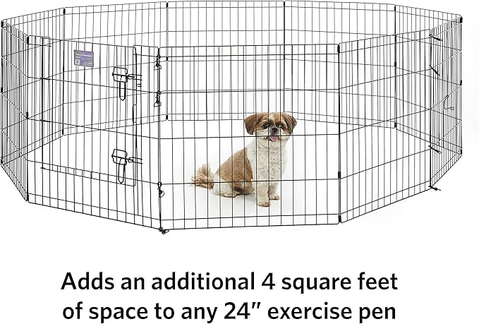 MidWest Homes for Pets Universal Pet Playpen 2-Panel Extension Kit | Fits Metal 24-Inch Dog Pens | Kit Measures 24H x 47.50W Inches| Includes 4 Thumb Snaps, 2 Ground Stakes