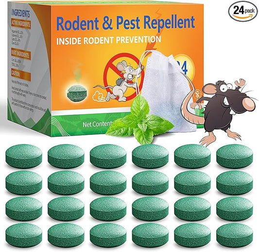 Mouse Rodent Repellent, 24 Pack Peppermint Oil to Repel Mice and Rats– Keeps Rodent Pests Away Effectively-Indoor/Outdoor Use, Safe for Homes & Pets Garden & Home