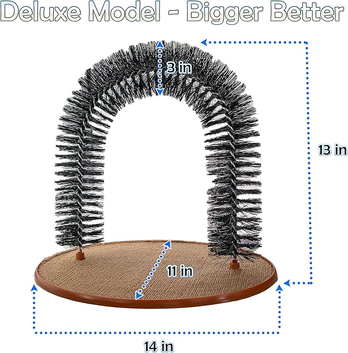 Perfect Cat Self Grooming Arch Toy & Post with Cat Mouse Toy, Bristles, Scratch Pad and Catnip - for Scratching, Brushing, and Massaging - Prevents Furniture Damage & Promotes Healthier Indoor Cats