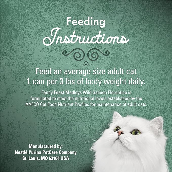 Purina Fancy Feast Wet Cat Food, Medleys Wild Salmon Florentine With Garden Greens in Delicate Sauce - (Pack of 24) 3 oz. Cans
