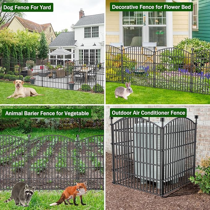 Decorative Garden Fence, 5 Panels - 32 in (H) x 11.8 ft (L) No Dig Dog Fence Outdoor for Yard, Rustproof Tall Garden Fencecing Panels, Animal Barrier Suitable for Yard Border, Patio, and Outdoor Use