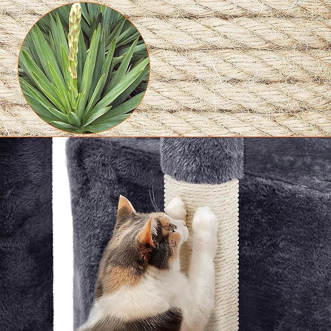 Yaheetech 34.5in Scratching Post, Cat Scratchers for Indoor Cats and Kittens, Multifunctional Activity Post w/Sisal Rope＆Dangling Ball＆Large Condo, Dark Gray