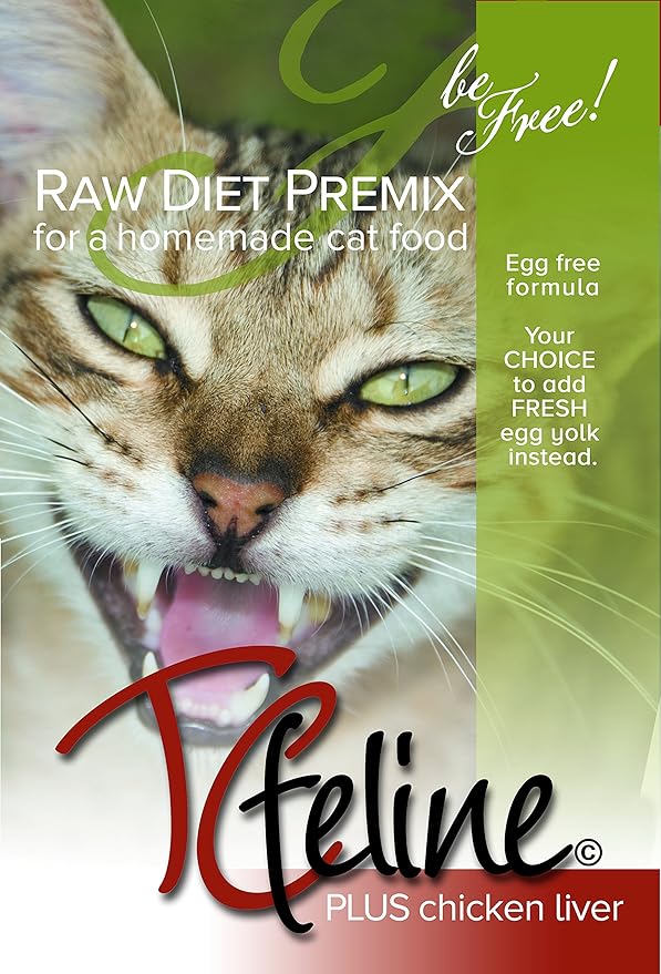 TCfeline Raw or Cooked Cat Food - A Premix/Completer/Supplement to Make Homemade Cat Food Diet. All Natural, Grain Free, Human Grade, Species Appropriate (w/Chicken Liver - Trial 4.2 oz)