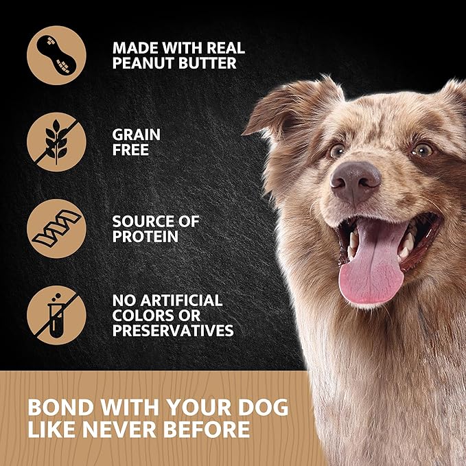 Wild Eats Lickable Dog Treat Creamy Peanut Butter, 4 ct - Premium Dog Puree Meal Topper for Dogs, Spreadable Dog Treat Paste for Lick Mats (20g/.07g Tubes)