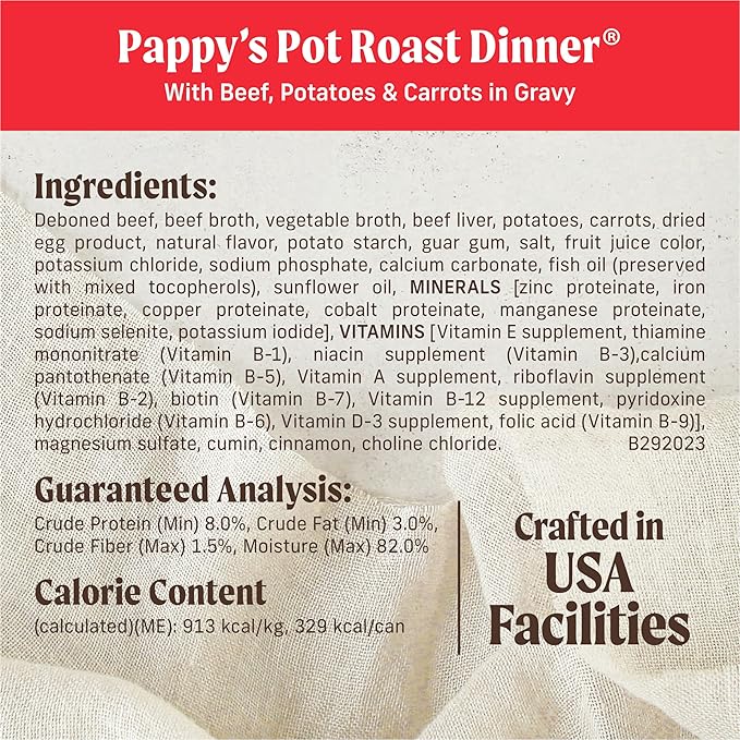 Merrick Chunky Grain Free Premium And Wholesome Canned Dog Food, Real Meat Pappy’s Pot Roast Dinner In Gravy - (Pack of 12) 12.7 oz. Cans