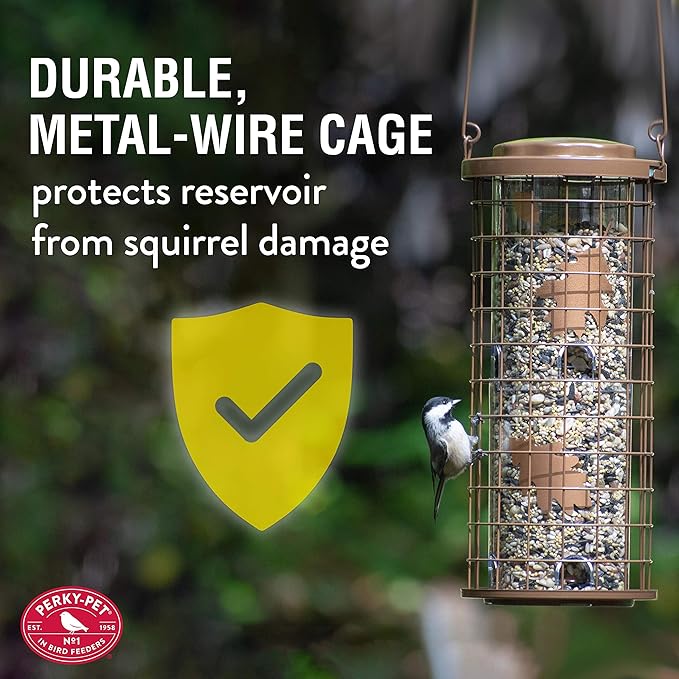 Perky-Pet Squirrel Stumper Wild Bird Feeder - Keep Squirrels Out - 8 Feeding Ports for Wild Birds - 3 lb Wild Bird Seed Capacity - 114B, Copper - Decor for Outdoors