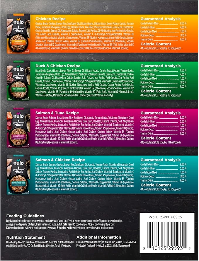 Nulo Gently Cooked Meals Variety Pack Wet Cat Food, 3.5-oz Pouch, Case of 8