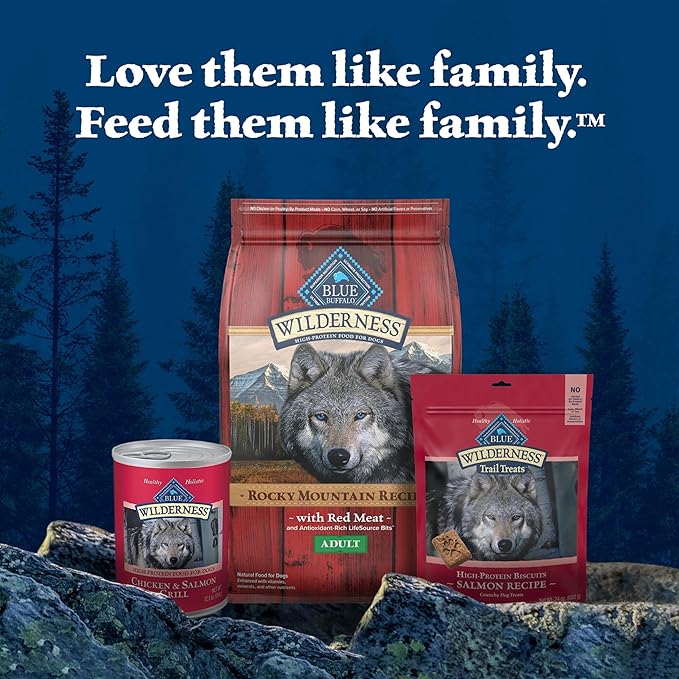 Blue Buffalo Wilderness High Protein Natural Adult Wet Dog Food Plus Wholesome Grains, Chicken & Salmon Grill 12.5-oz Cans (Pack of 12)