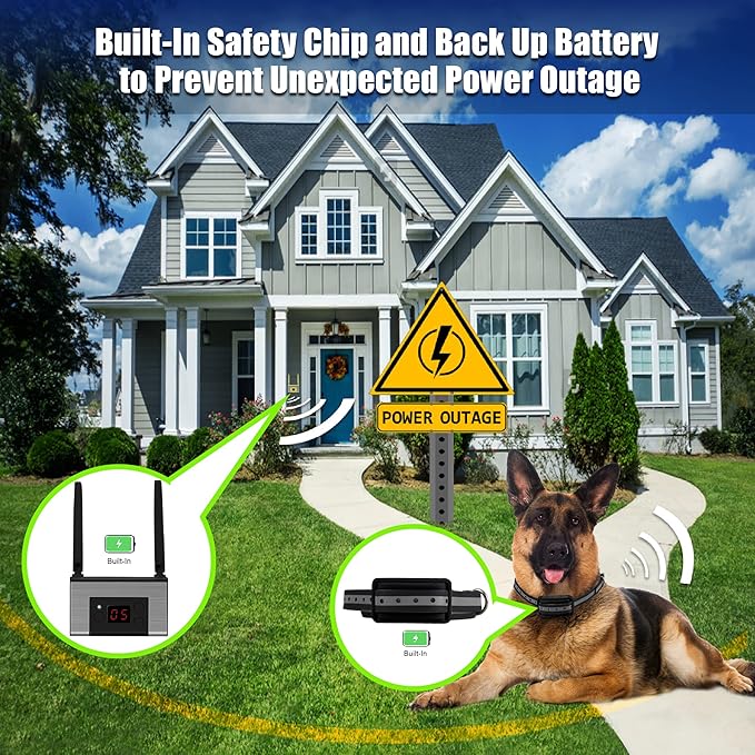 Electric Wireless Dog Fence System, Pet Containment System for Dogs and Pets with Waterproof and Rechargeable Collar Receiver for one Dog Container Boundary System (Black)