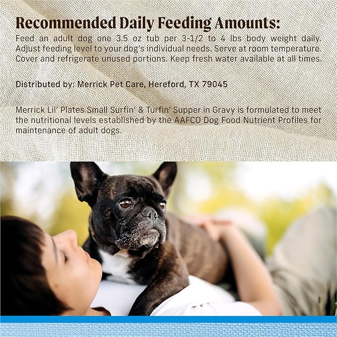 Merrick Lil’ Plates Premium Grain Free Natural Wet Dog Food For Small Dogs Surfin' And Turfin' Supper In Gravy - (Pack of 12) 3.5 oz. Tubs