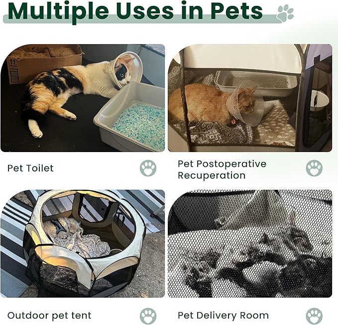 Love's cabin Pet Puppy Dog Playpen, Large Dog Tent Crates Cage Indoor/Outdoor, Portable Playpen for Cat, Foldable Pop Up Dog Kennel Playpen with Carring Case, Removable Zipper Top, Grey