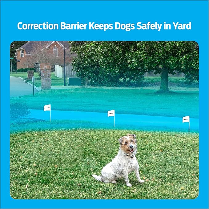 Premier Pet In-Ground Fence System - Customizable Boundary Shape for Dog Yard Safety - Expandable Coverage Area with Wire & Flag Expansion Set - Waterproof Collar - Adjustable Static Correction