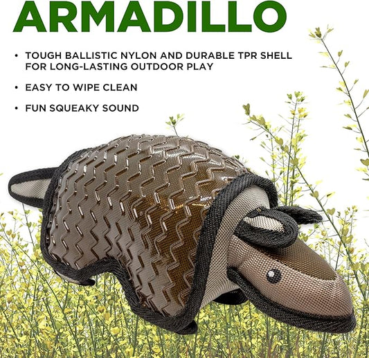 Plush Dog Toys | Armadillo Stuffed Animal Squeaky Toy for Dogs | Outdoor Pet Toy Built for Adventure