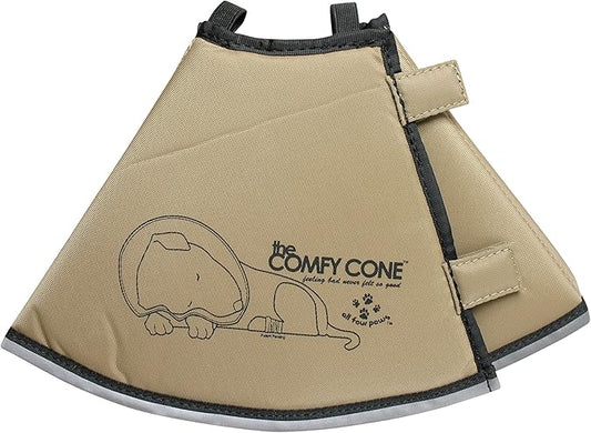 All Four Paws Comfy Cone Pet Cone for Dogs, Cats, Small-Long, Tan - Comfortable Soft Dog Cone Collar Alternative for After Surgery, Wound Care, Spay, Neuter - Dog and Cat Recovery Elizabethan-Collar