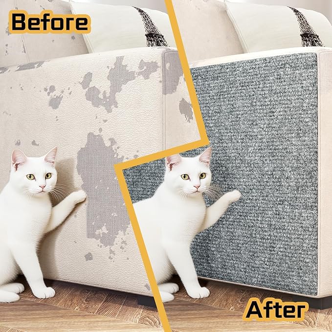 Decotalk Adhesive Couch Wall Corner Protection for Indoor Cats 15.7x78.7 Inch Light Grey Cat Wall Scratcher for Furniture Protector Light Grey Climbing Cat Scratcher Pad Carpet Mat, Easy to Use