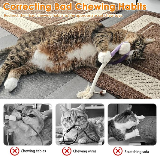 Tocirelo Cat Chew Rope Toy - 6Pack Cotton Cat Chew Toy for Teeth Cleaning, Interactive Kitten Teething Toys to Redirect Chewing from Cord, Cat Nip String Dental Toys for Bored Indoor Cats, 19.7inch