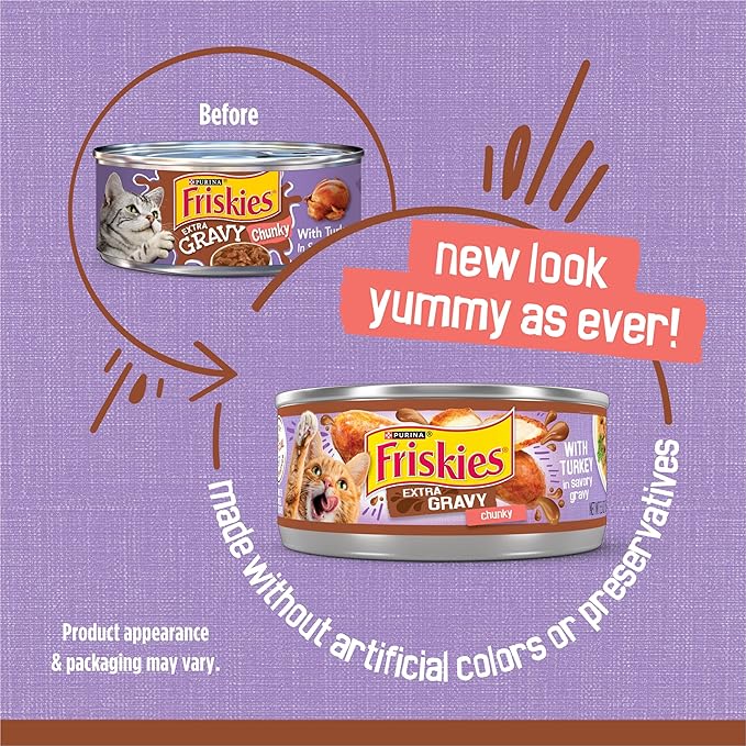 Purina Friskies Extra Gravy Wet Cat Food Chunky With Turkey in Savory Gravy - (Pack of 24) 5.5 oz. Cans