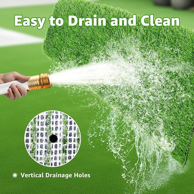 Artificial Turf Grass Outdoor - Synthetic Realistic Fake Grass Turf Indoor Rug with Drainage Holes for Patio, Balcony, Backyard Decoration - Pet Friendly Dog Grass Mat (3Ft x 5Ft)