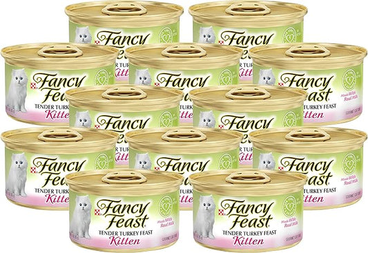 Fancy Feast Tender Turkey Feast Kitten Made with Real Milk 12-Cans