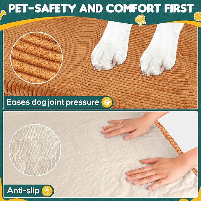 Dog Car Bed, Non-Slip Backseat Extender Pet Mat, Removable Washable Dog Bed for SUVs, Sedans & Trucks, Anti-Slip Travel Bed for Dogs, Easy Clean & Scratch-Proof & Comfort Brown（56"x28.7"