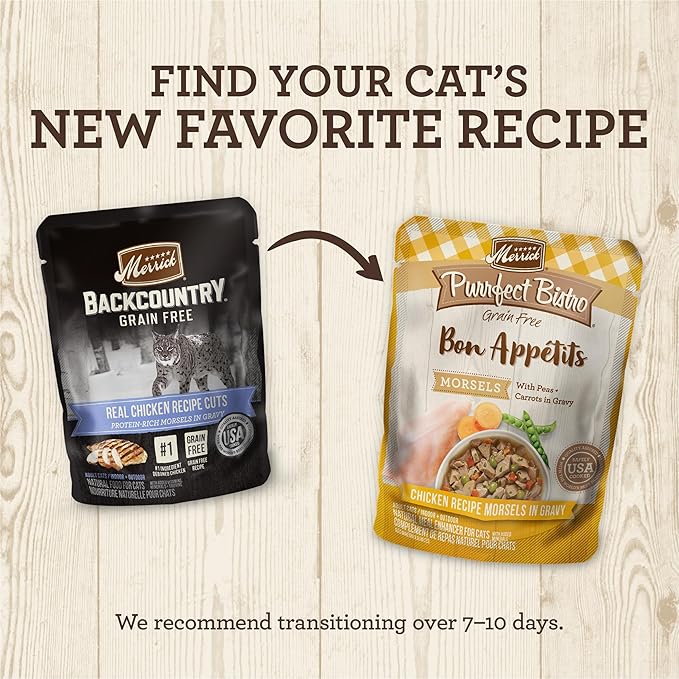 Merrick Backcountry Grain Free Gluten Free Premium High Protein Wet Cat Food, Chicken Recipe Cuts With Gravy - (Pack of 24) 3 oz. Pouches