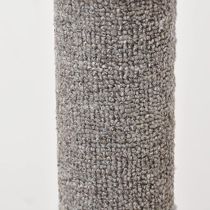 PetPals 25" Tall Sisal Carpet Scratching Post with Self-Grooming Massager, 3 in 1 Cat Scratching Post with Full Body Self Cleaning Brush, for Kitten and Adult Cats, 2 Fluffy Toys, Grey
