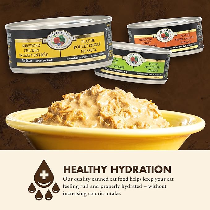 Fromm Four-Star Nutritionals Shredded Chicken in Gravy Entrée - Premium Wet Cat Food - Chicken Recipe - Case of (12) 5.5 oz Cans