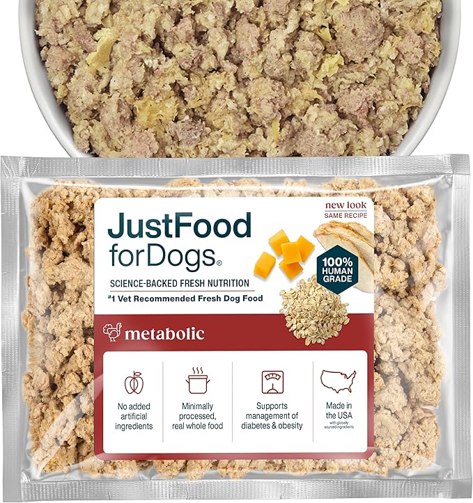 JustFoodForDogs Metabolic Human Grade Dog Food, Fresh Frozen, RX, Vet Recommended 18 oz (Pack of 7)