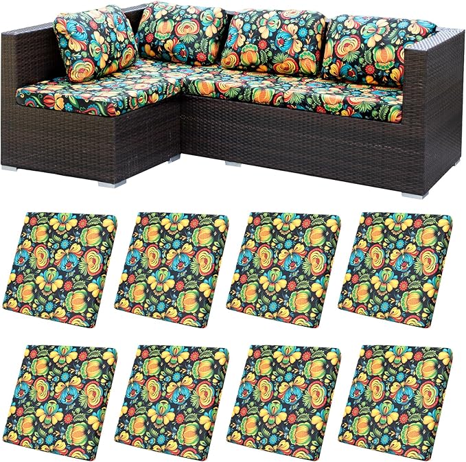 HANDONTIME Psychedelic Outdoor Cushion Covers 8pcs Mexican Style Couch Cushion Covers Replacement Patio Couch Cover Sofa Cover Indoor Patio Cushion for Outdoor Furniture Washable, Cover Only