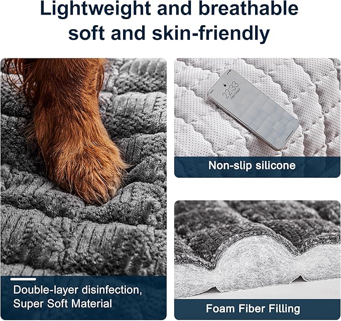 Couch Cover for Dogs Washable,Anti-Slip Back Cat Mat Pet Pad Blanket for Furniture Protector,Fuzzy Pet Sofa Cover for 3 Cushion Couch Sofa Pets Friendly (Dark Gray, 1pc/36"x58"/Seat Cover)