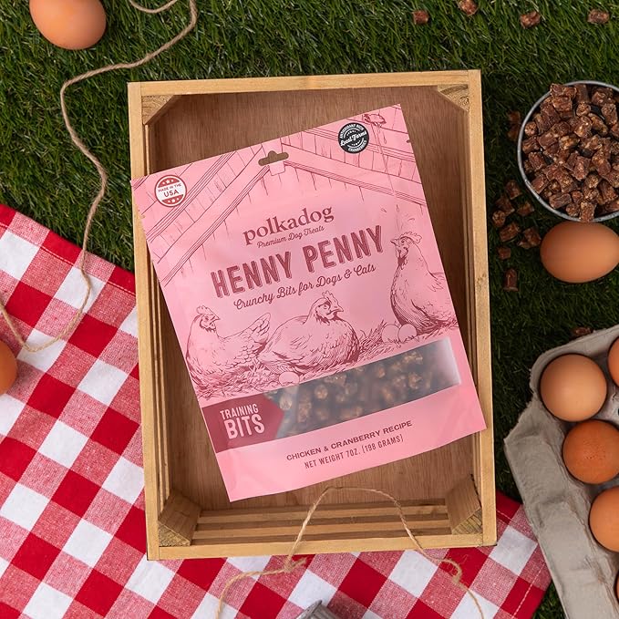 Polkadog Henny Penny Chicken & Cranberry Crunchy Training Bits - All Natural, Limited Ingredient, Premium Training Treats for Dogs. Great for Allergies, Handcrafted in USA - 7oz (1pk)