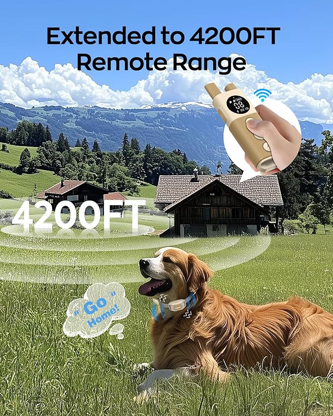 Jugbow Dog Training Collar - Electric Dog Shock Collars with Remote Control, IPXE E-Collar for Small Medium Large Dogs, Beep, Vibration, Safe Stastic, LED Light & Rechargeable (Beige)