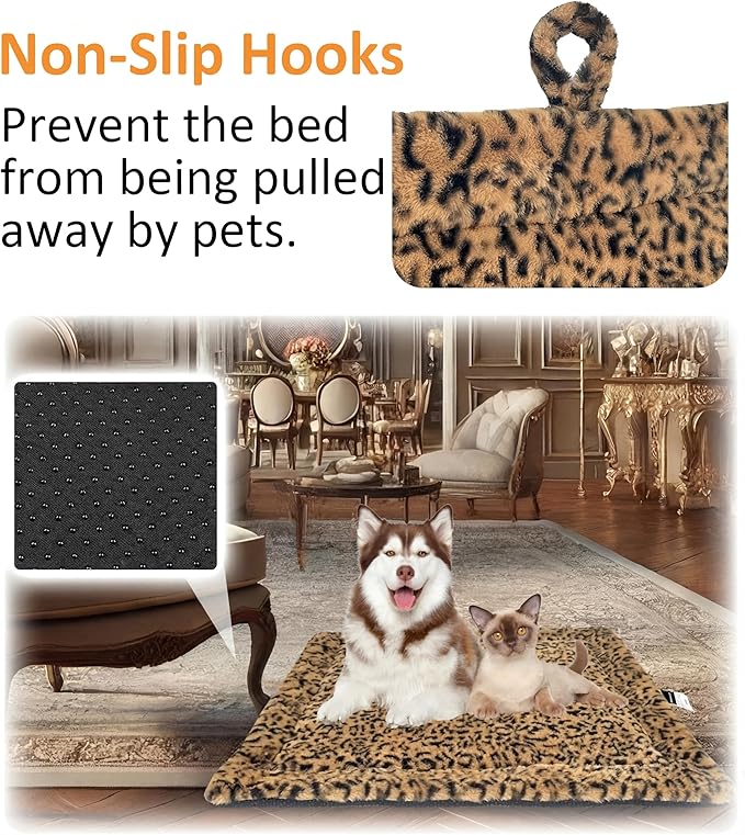 Self Warming Cat Pad for Cats and Dogs, Non Electric Thermal Pet Mat, Washable Soft Sleeping Mat with Non Slip Backing, Indoor & Sheltered Outdoor Use, 30 x 24 in, Brown/Black