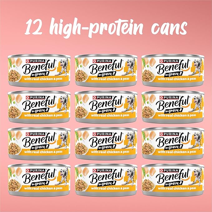 Purina Beneful with Real Chicken and Peas in Gravy Wet Dog Food - 5.5 oz Can (Pack of 12)