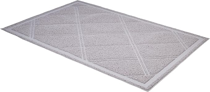 Amazon Basics Less-Mess Litter Trapping Cat Litter Box Mat, Soft on Kitty Paws, Waterproof, Scatter Control, 24" x 35", Grey