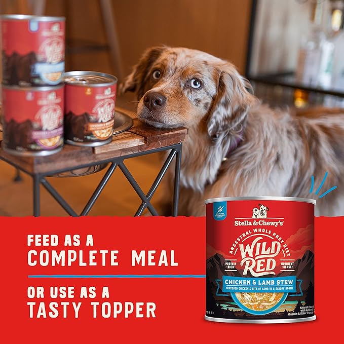 Stella & Chewy's Wild Red Wet Dog Food - High Protein Chicken & Lamb Stew - Grain-Free Premium Recipe with 96% Animal Protein - Perfect for Picky Eaters, 10 oz, Pack of 6