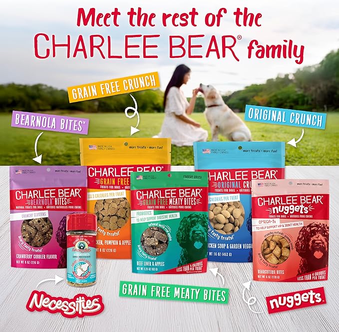 Charlee Bear Necessities Freeze Dried Dog Food Topper, Digestive Health Support, Grain Free, High Protein, Limited Ingredient Meal Toppers for Dogs, Chicken Recipe, 1 Ounce