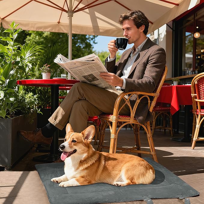 Kritter Planet Waterproof Foldable Dog Bed Pad for Camping & Travel, Portable Roll-Up Dog Bed Car Seat Pet Cushion Mat with Handles for Small & Medium Dogs, Indoor & Outdoor Use