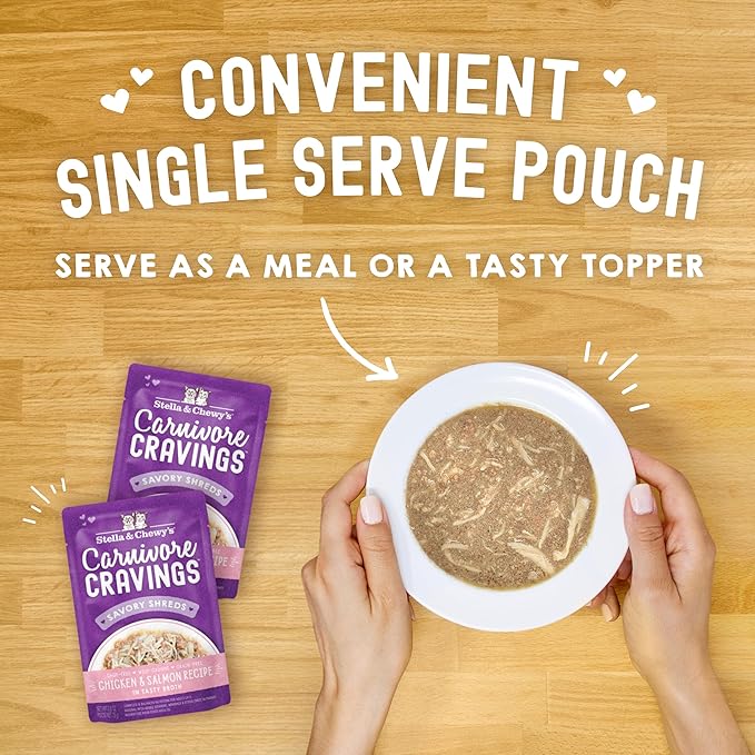 Stella & Chewy's Carnivore Cravings Wet Cat Food - Premium Pouches - Grain Free, High Protein Chicken & Salmon - Perfect For Picky Eaters - Complete Meal or Topper (2.8 oz, 24 Pack)