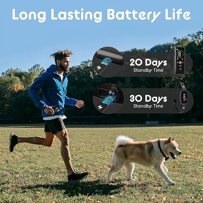 Dog Training Collar Shock Collars for Dogs with Remote 2600 Ft Remote Control Range 4 Modes Beep Vibration Shock Built-in Bright Led Light Rechargeable Waterproof (Full Dark, for 1 Dog)