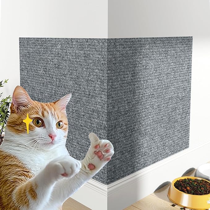 Decotalk Adhesive Couch Wall Corner Protection for Indoor Cats 15.7x78.7 Inch Light Grey Cat Wall Scratcher for Furniture Protector Light Grey Climbing Cat Scratcher Pad Carpet Mat, Easy to Use