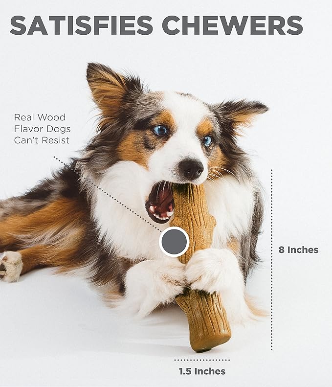 Pupstages Dogwood Dog Chew Toy – Real-Wood Blend, Natural Flavor & Texture, Moderate Chewers, Medium, 7.5"