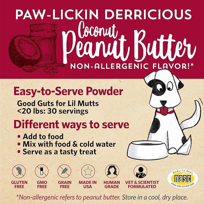 Fidobiotics Good Guts for Lil Mutts Probiotic for Dogs, Billions of CFUs, 11 Strains, 5 Digestive Enzymes, 2 Prebiotics, Digestive Gut Health for Dogs, Adult & Puppy Probiotics Supplements - Pack of 2